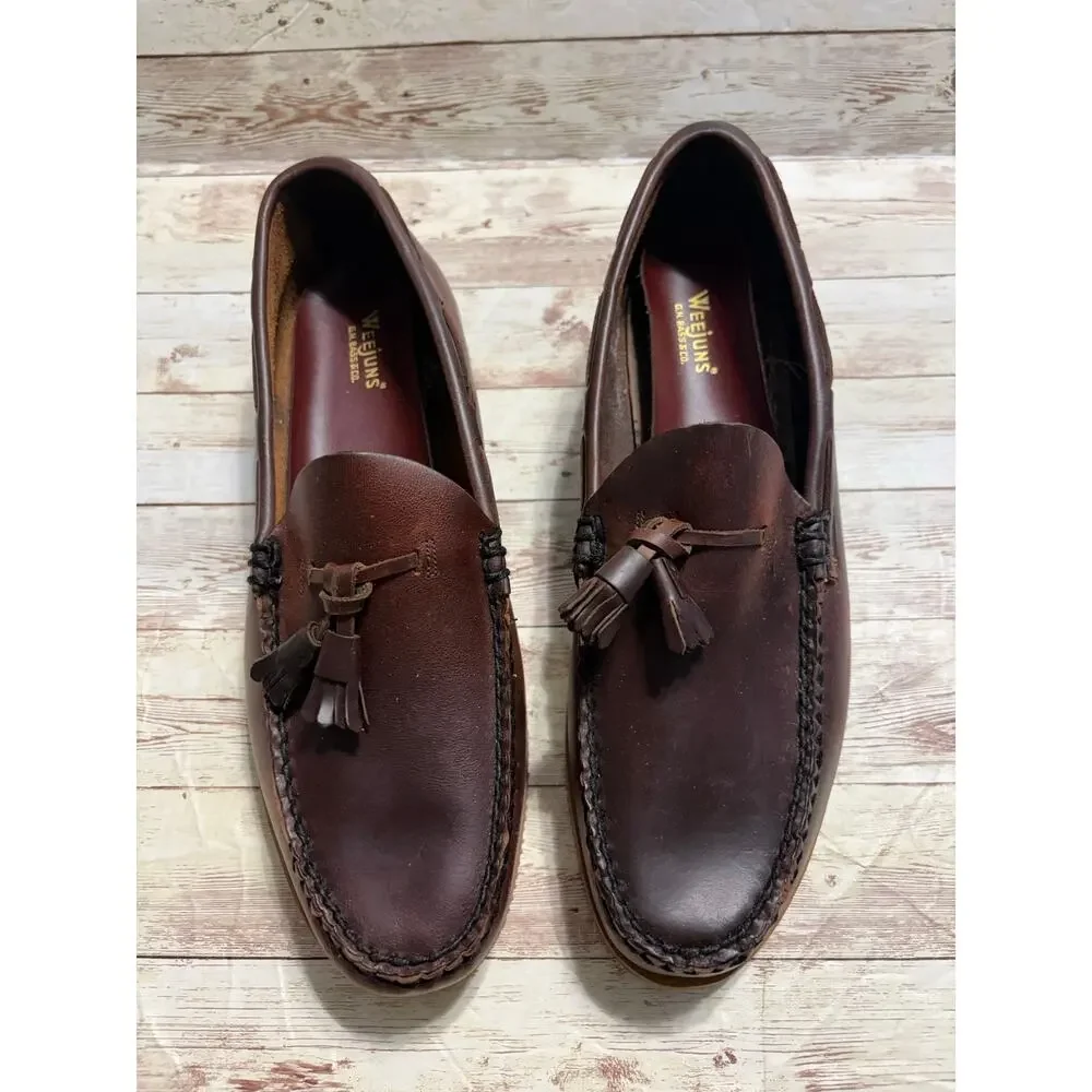 G.H. Bass Weejuns Loafers Men's Size 12 Brown Tassel Slip On Preppy Rubber Sole